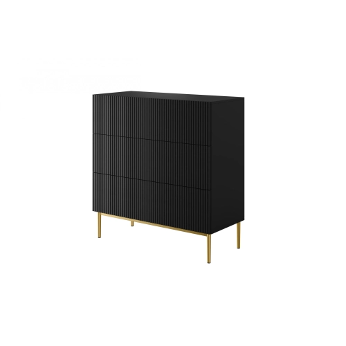 Komoda z szufladami Nicole 100 cm - czarny mat / złote nóżki